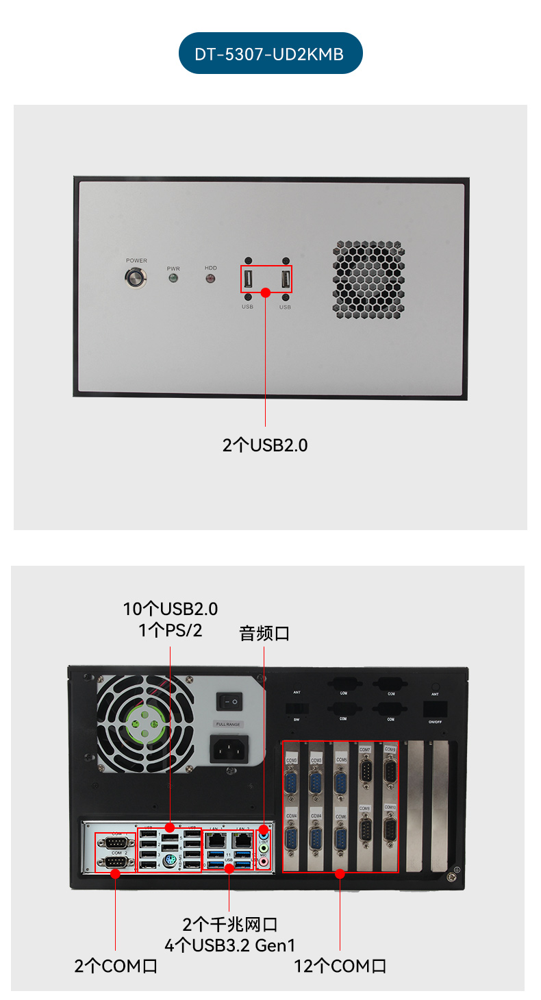 國(guó)產(chǎn)騰銳D2000工控機(jī),2個(gè)千兆網(wǎng)口12個(gè)串口工控主機(jī),DT-610L-UD2KMB.jpg